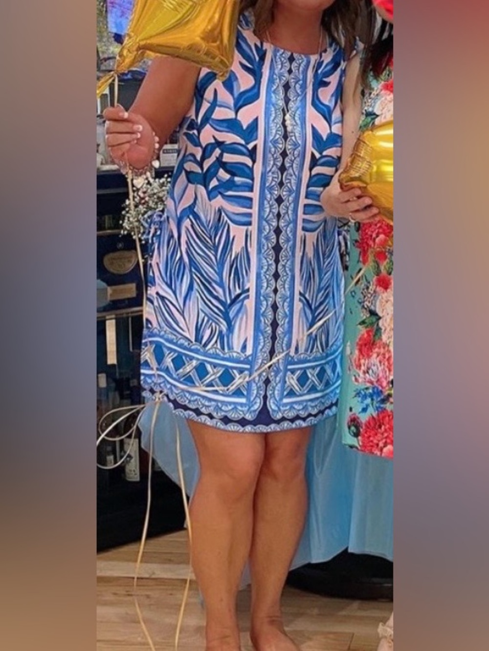 Size 16 Lilly Pulitzer Pink and Blue Tropical Sleeveless Mini Dress/ Romper - Picture 8 of 11